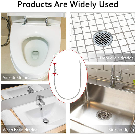 Metal Flexible 60cm Wire Brush Drain Cleaner | Sink, Sewer & Pipe Dredging Tool | Clog Remover