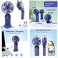 Digital Display Portable Mini Fan – 5-in-1 Multipurpose USB-C Rechargeable Handheld Fan - With Cable (Random Color)