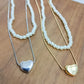 Elegant Double Layer Heart Pearl Pendant Necklace – Women’s Party Jewelry & Gift Accessory