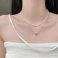 Elegant Double Layer Heart Pearl Pendant Necklace – Women’s Party Jewelry & Gift Accessory